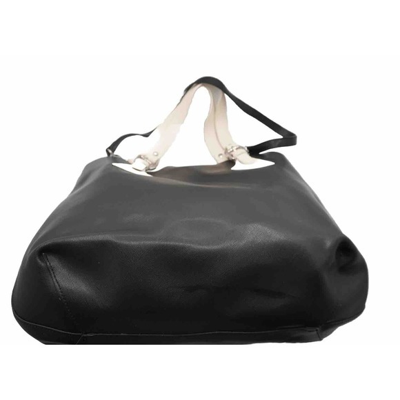 PULICATI Black Genuine Leather Tote Bag Made in Italy Beige Strap Accent 39-14 - Picture 10 of 10